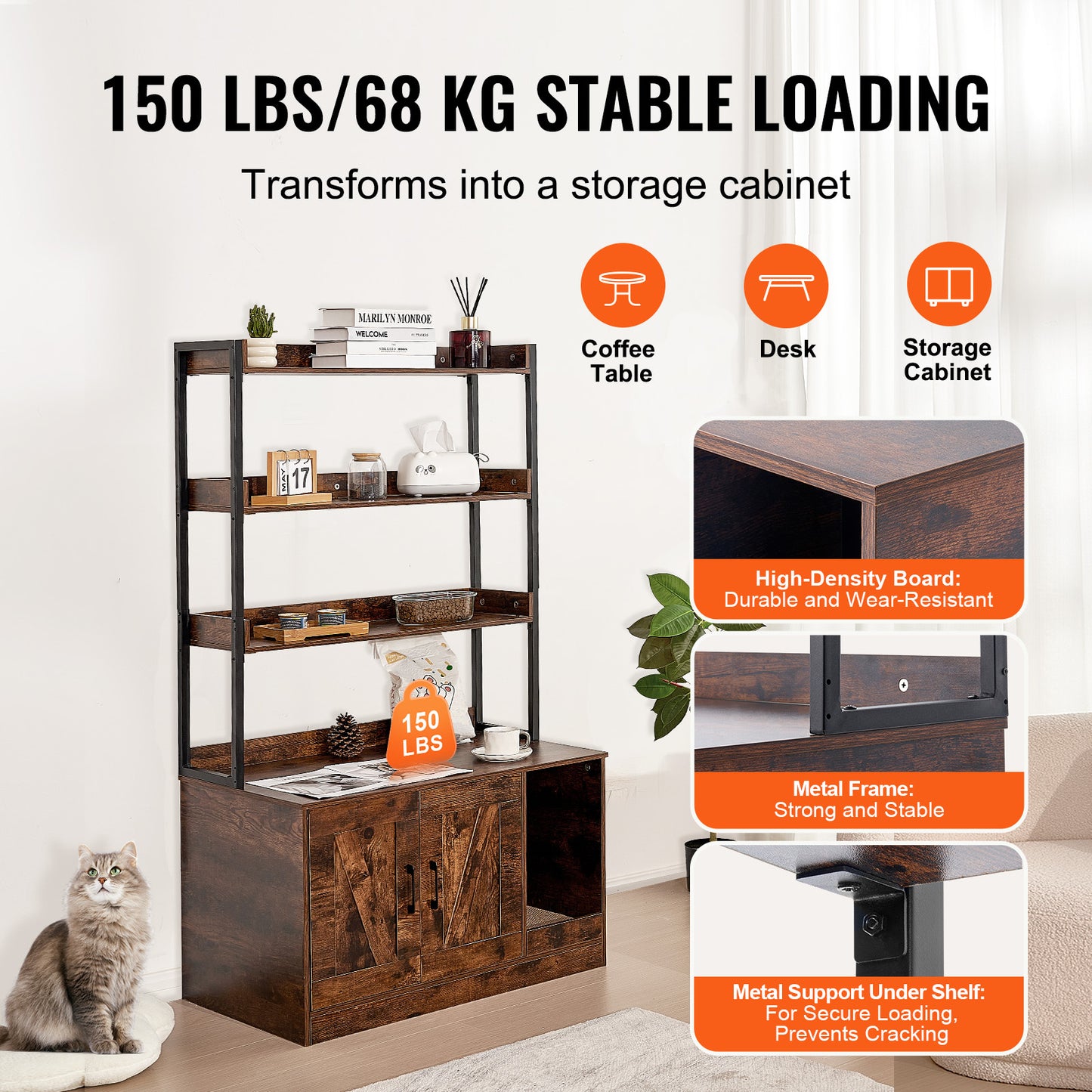 kattenbakhuisje – kattenbakmeubel – kattenbakkast – kattenbakombouw – kattenbakverbergkast – verborgen kattenbakruimte – duurzaam MDF met metalen frame