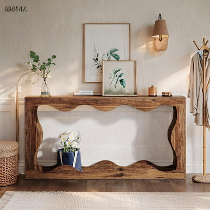 Smalle Sidetable – Smal Sideboard – Smalle Console Tafel – Smalle Bijzettafel – Smalle Haltafel – Landelijke Woonkamer Tafel – 160 cm Breed – Robuust Houten Blad