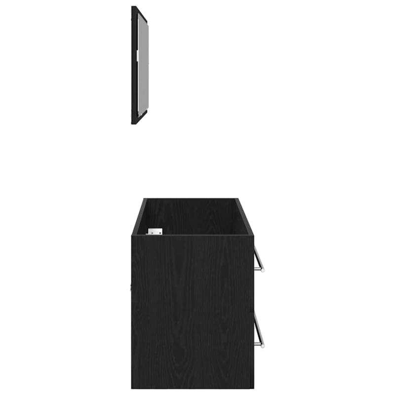Badkamerkast – Badkamermeubel – Opbergkast – Spiegelkast – Halmeubel – Zwart Eiken Spiegel – Compact 90x45x1,5 cm – Hoogwaardig Engineered Wood