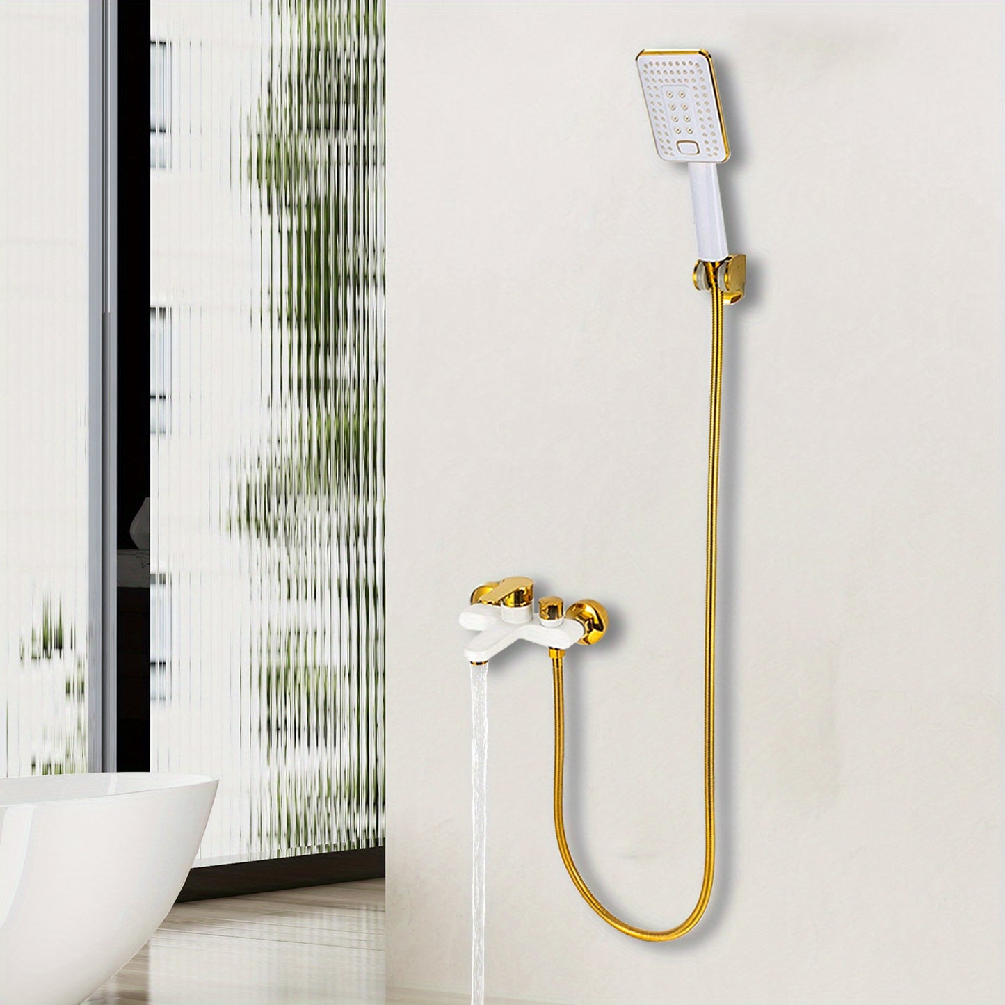 Badkraan – Badmengkraan – Handdouche – Wandkraan – Badkamergarnituur – Messing – Watervaluitloop – Opbouw