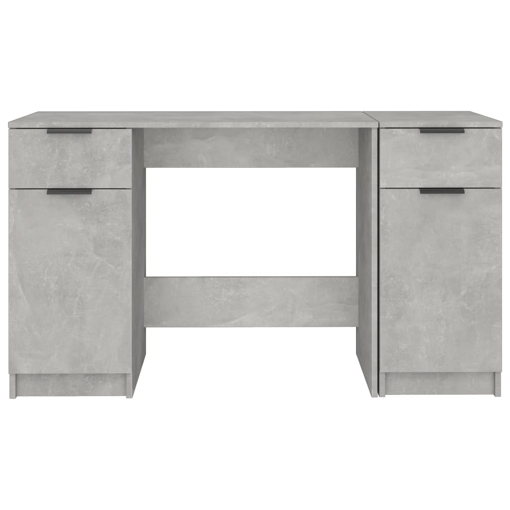 Bureau – Schrijftafel – Werkplekmeubel – Kantoortafel – Betongrijs – Stevig Hardhout – Ruime Opbergruimte