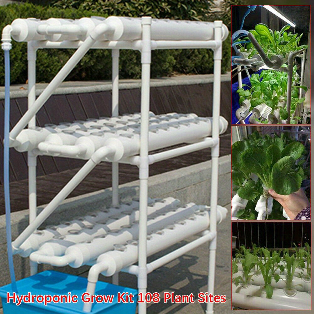 Hydroponicsysteem – Hydrocultuursysteem – Kweekset – Plantenbak – Hydrocultuur Rek – 108 Plantplaatsen – 3 Lagen – PVC-U Kunststof – Automatisch Watersysteem