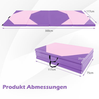 Gymmat – Yogamat – Fitnessmat – Sportmat – Gymnastiekmat – Opvouwbaar & Lichtgewicht – 240x120 cm – 5 cm Dikke EPE Schuimlaag – Waterdichte PU Lederen Hoes – Roze