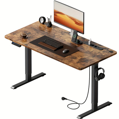 HLDIRECT Electric Desk With Adjustable Height, USB Charging Port, And Power Outlet, Adjustable Computer Desk With 3-function Memory
