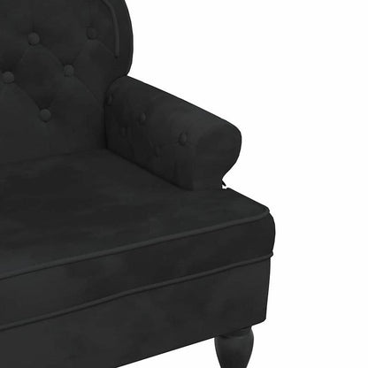Bankje – Sofa Bank – Zitbank – Zitmeubel – Bankje Met Rugleuning – Zwarte Velvet Bekleding – Hardhouten Frame – Compact Design – Duurzaam