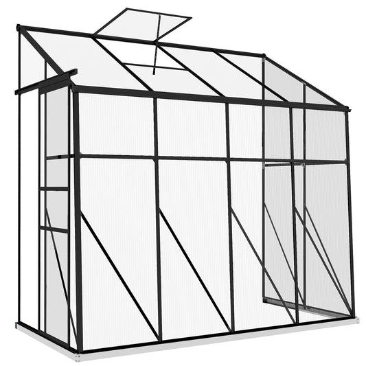 Kweekkas – Tuinkas – Kweekkas Achterkant – Mini Kas – Plantenkas – Aluminium Frame – Dubbelwandig Polycarbonaat – Schuifdeur – Verstelbare Dakventilatie