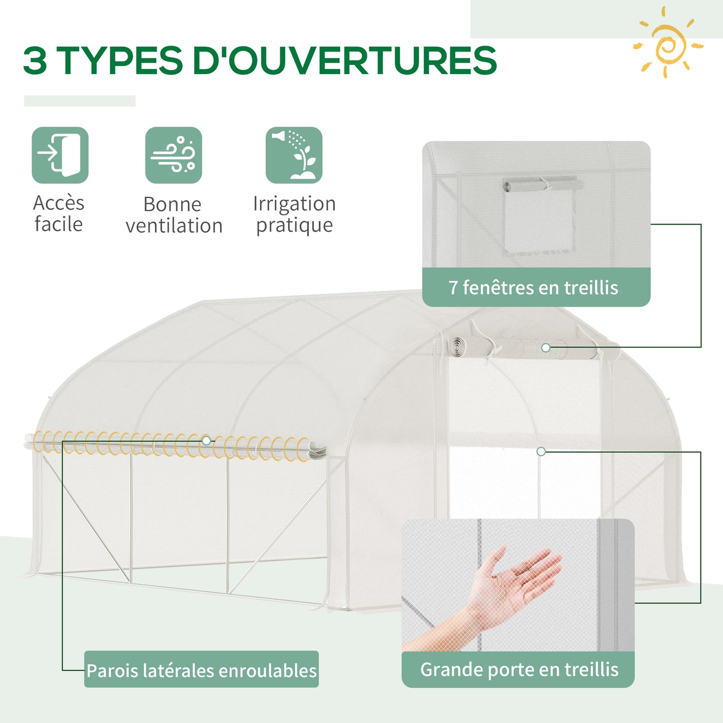 Tuinkas Tunneltent – Moestuin Kas – Groentekas – Kweekkas – Serre – Gegalvaniseerd Stalen Frame – UV-Bestendig PE Zeil 350x300x200 cm – 10,4 m²