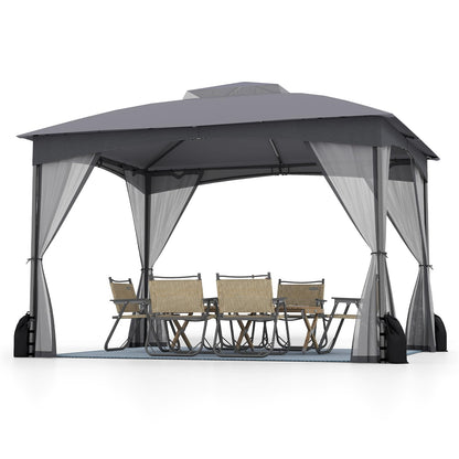 Tuinpaviljoen – Partytent – Tuintent – Prieel – Pergola – 3 x 3,6 m – Waterdicht Dubbel Dak – Inclusief Muggennetten & Zandzakken – Grijs
