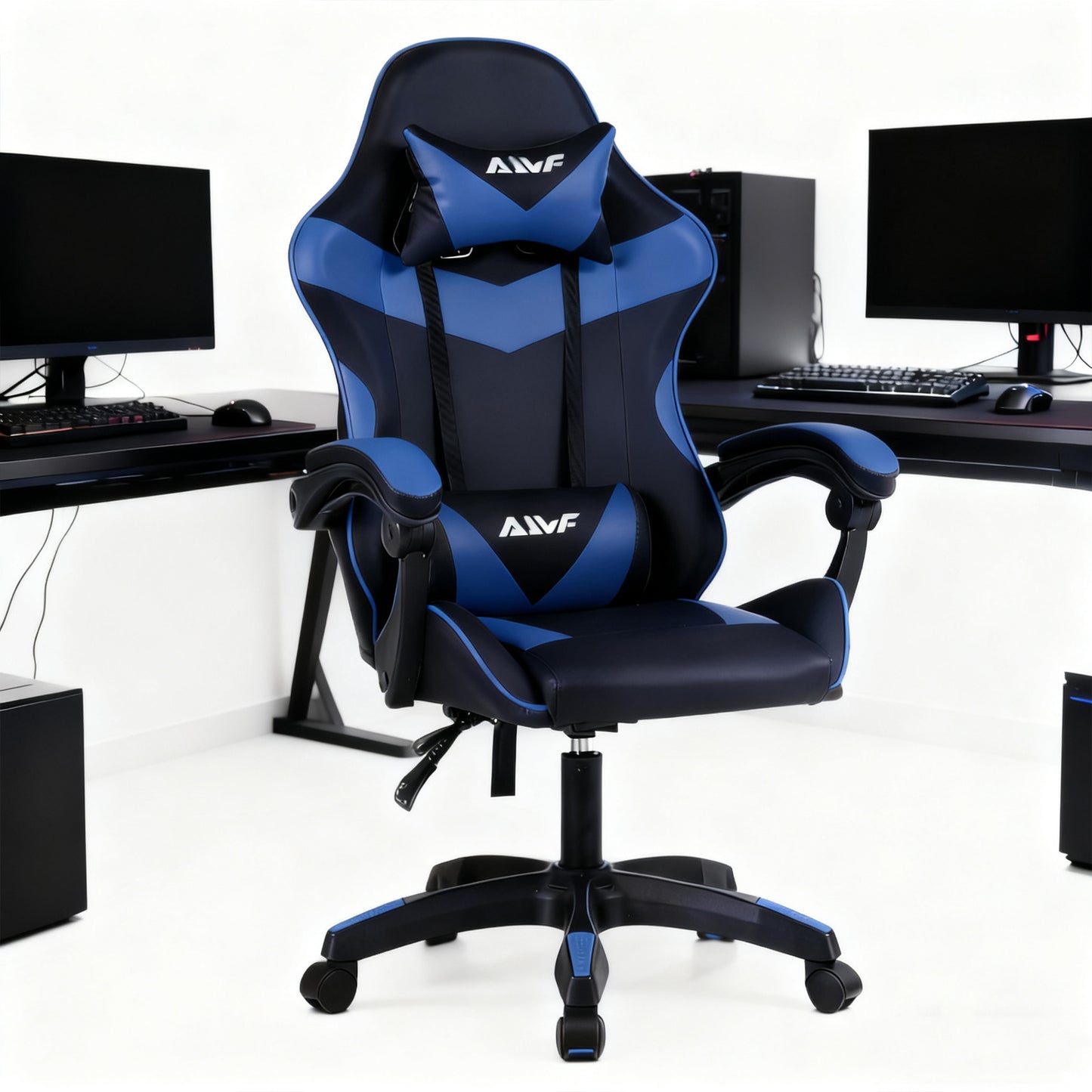 Gamingstoel – Gamestoel – Bureaustoel – Gaming Chair – Game Stoel – Ergonomische Lendensteun – Aluminium Frame – Zwart-Blauw