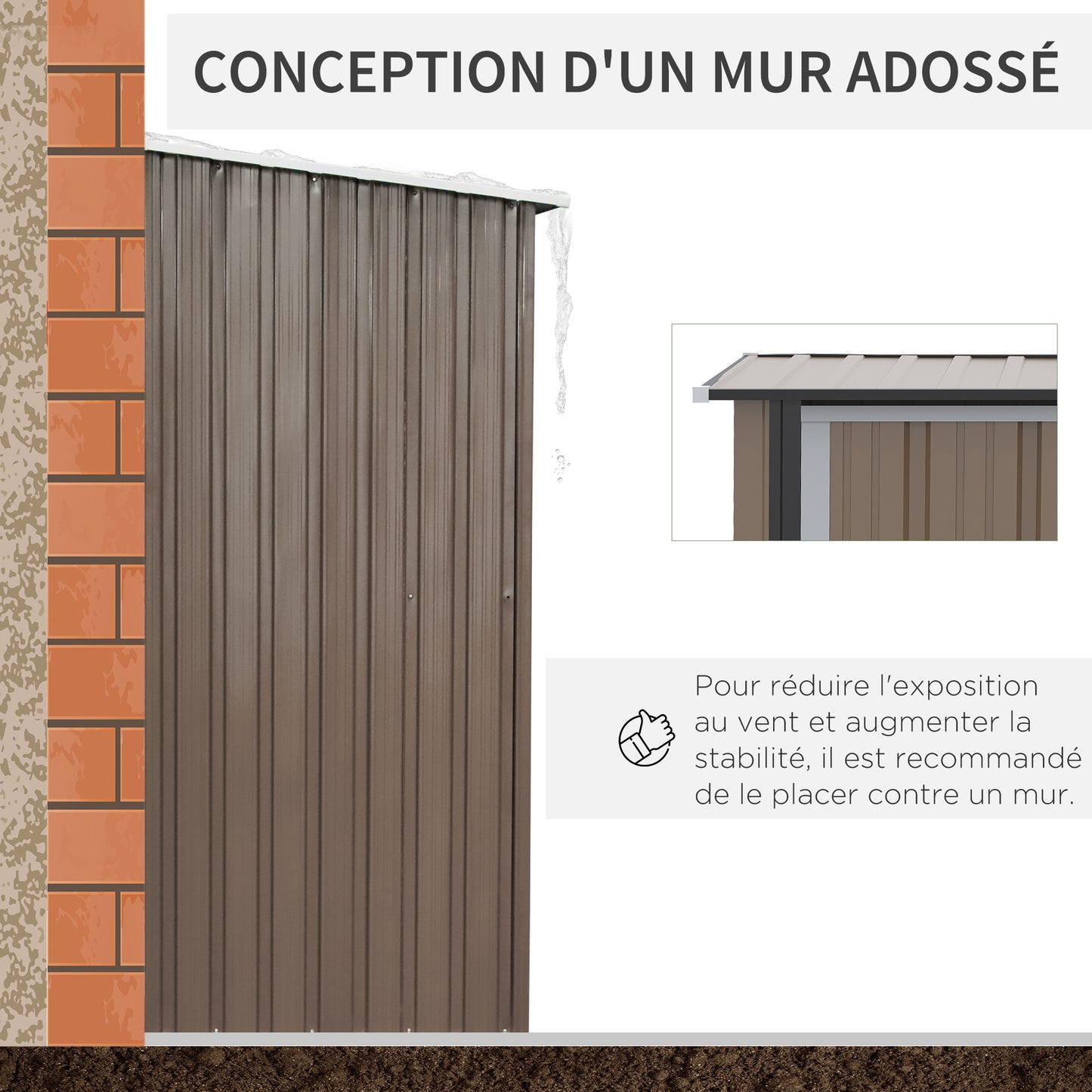 Tuinberging – Tuinhuis – Tuinopslag – Buitenopslag – Tuinkast – 1,2 m² Opbergruimte – Gesloten Met Slot – Bruin Stalen Paneel