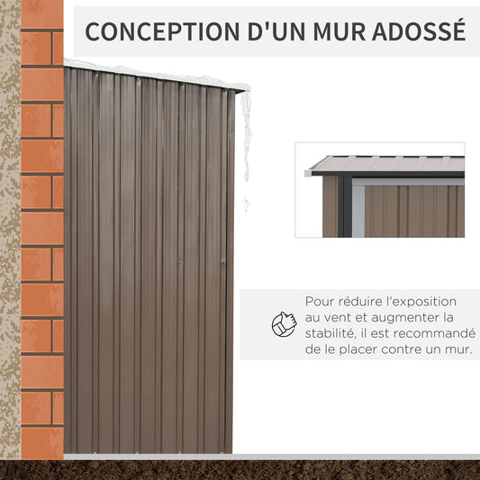 Tuinberging – Tuinhuis – Tuinopslag – Buitenopslag – Tuinkast – 1,2 m² Opbergruimte – Gesloten Met Slot – Bruin Stalen Paneel