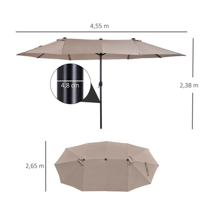 Tuinparasol – Zonnescherm – Terrasparasol – Marktparasol – Dubbele Parasol – Ovale Vorm 270x180 cm – Handmatige Slinger – Waterafstotende Stof Donkergroen