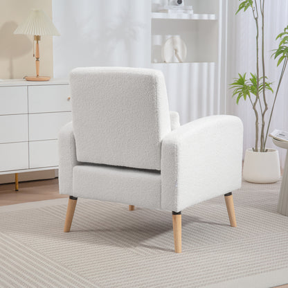 Fauteuil – Armstoel – Zetel – Leunstoel – Clubstoel – Modern Design – Rubberhouten Pootjes – Lendensteunkussen – Wit