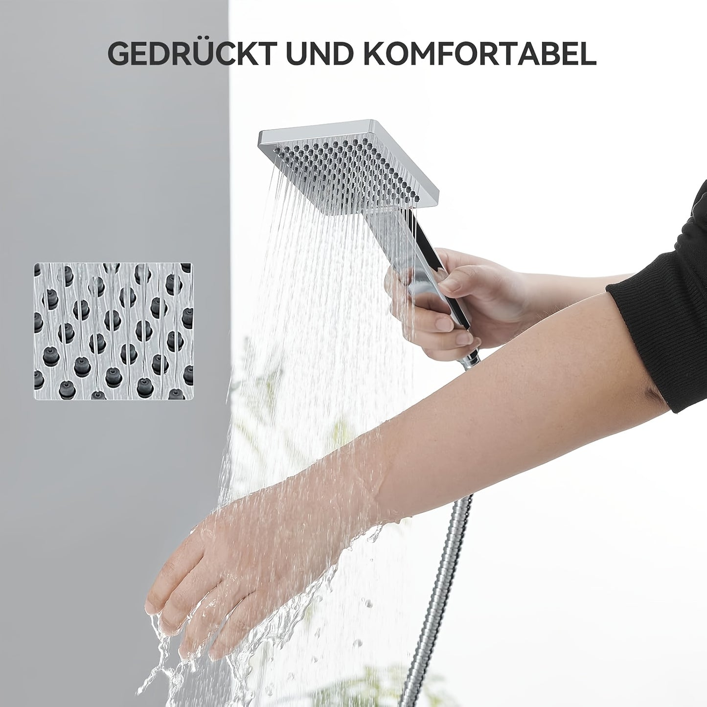 Douchekraan – Doucheset – Thermostaatkraan – Regendouche – Douchekraan Set – RVS – Hoofddouche 30x30 cm – Verstelbare Hoogte 80-124 cm