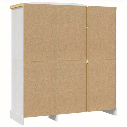 Kledingkast – Garderobekast – Opbergkast – Kleerkast – Dichte Kast – 3 Deuren – Massief Mexicaans Grenenhout – Wit – Compact & Weerbestendig