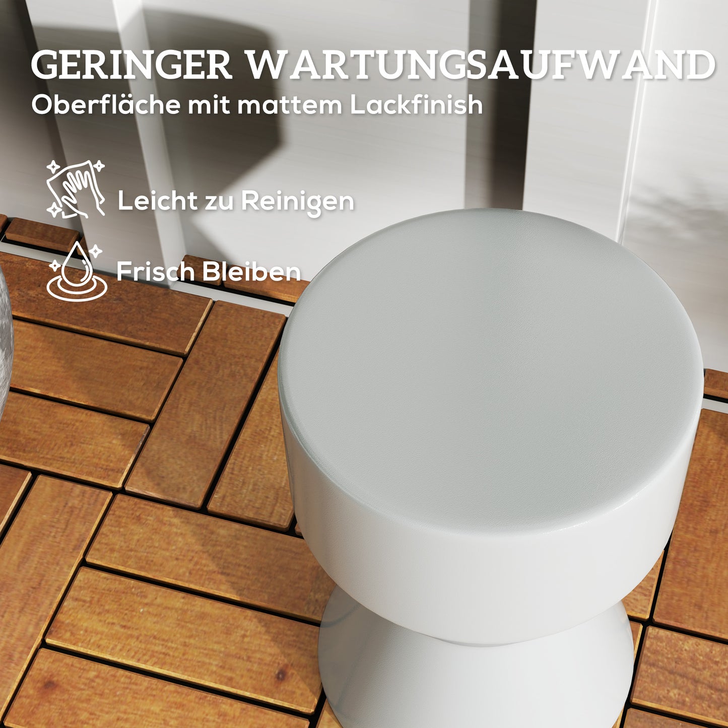 Keramische Kruk – Tuinkruk – Bijzettafel – Voetenbankje – Plantenstandaard – Lichtgrijs – Weerbestendig – Draagvermogen 120 kg – Ø33 x 45,5 cm