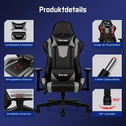Gamingstoel – Gamestoel – Gaming Chair – Game Stoel – Gamestoel – Ergonomisch – Verstelbare Lendensteun – 360° Draaibaar