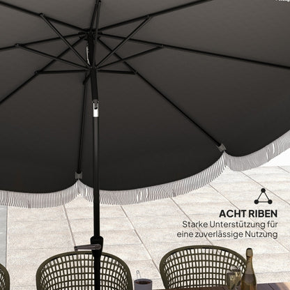 Tuinparasol – Zonnescherm – Buitenparasol – Schaduwdoek – Balkonparasol – Donkergrijs – 2,69 Meter Diameter – UV Bescherming 30+