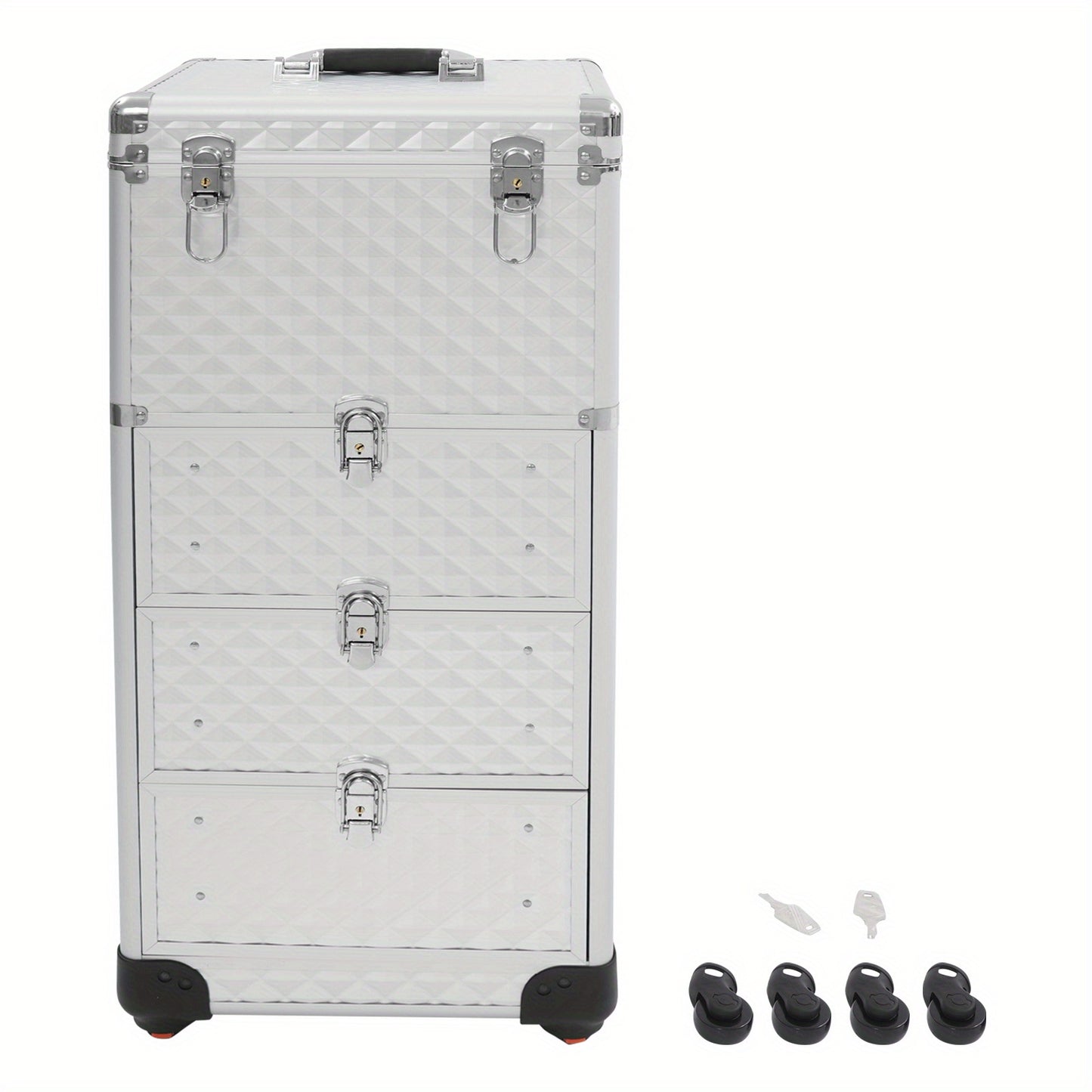 Make-up Koffer – Make-up Organizer – Beauty Koffer – Rolling Case – Salon Trolley – Aluminiumlegering & Duurzaam – 3 Laden & Wieltjes