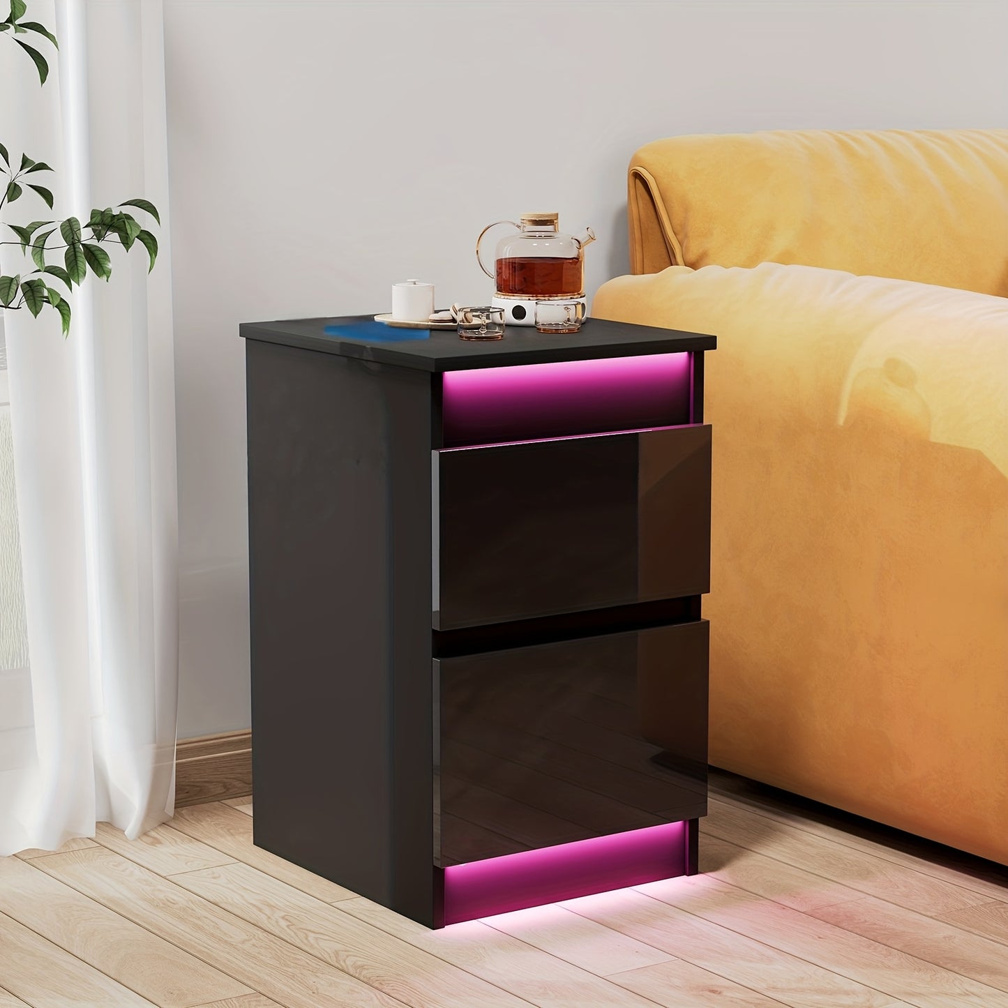 Nachtkastje – Bijzettafel – Ladekastje – Opbergkast – Nachtkastjes – Massief Hout – Compact Formaat – Twee Soepel Lopende Laden