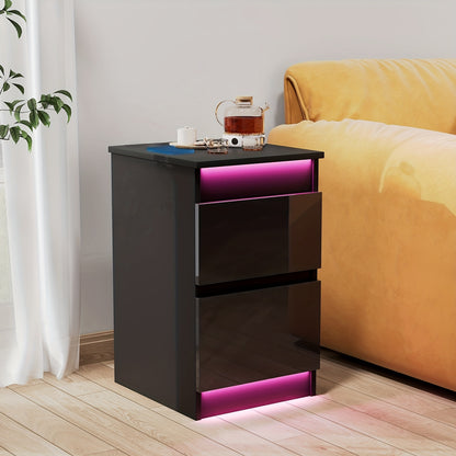 Nachtkastje – Bijzettafel – Ladekastje – Opbergkast – Nachtkastjes – Massief Hout – Compact Formaat – Twee Soepel Lopende Laden