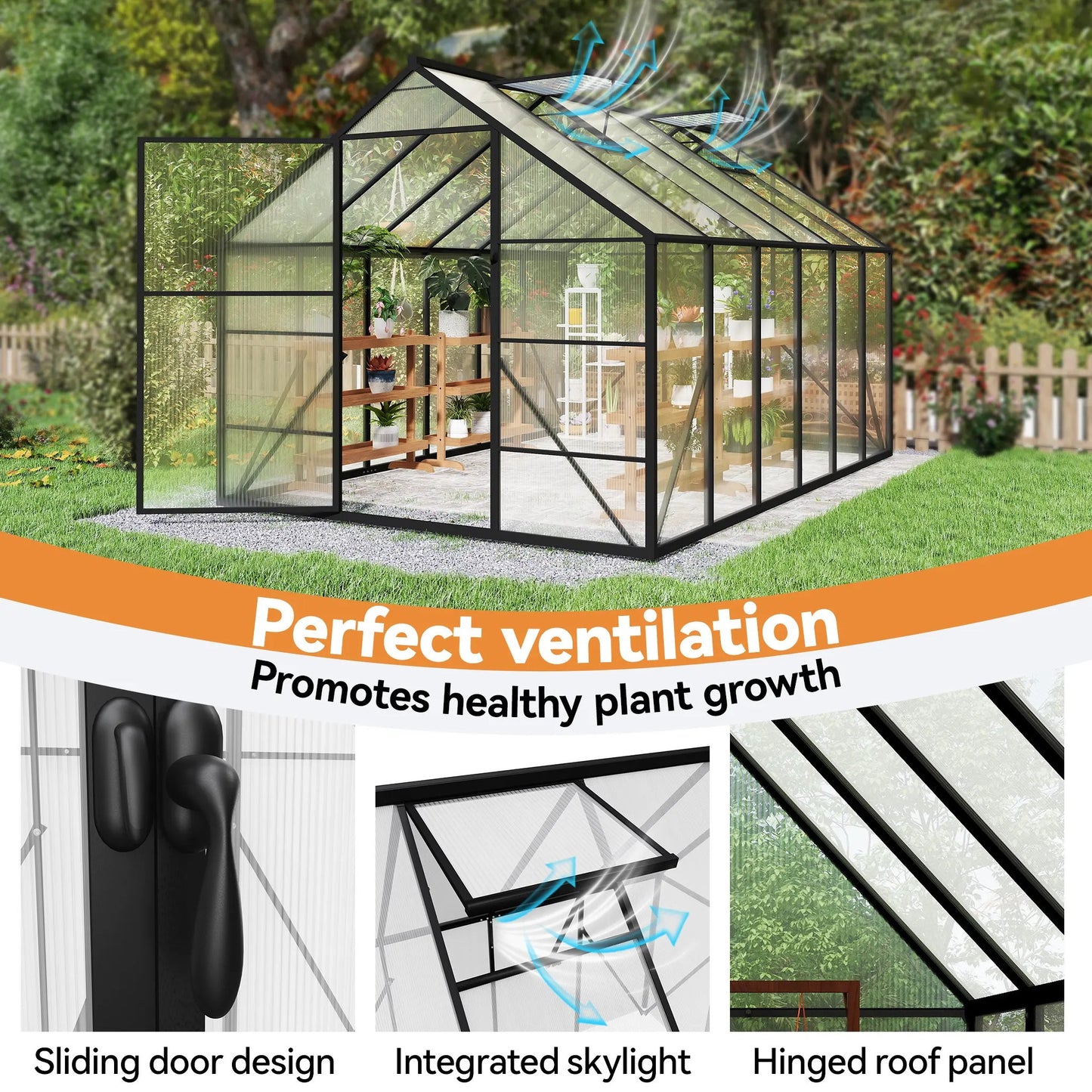 Kweekkas – Tuinkas – Broeikas – Serre – Plantenkas – 243,84x365,76 cm – Stevig Metalen Frame – Duurzame Transparante Plastic Folie