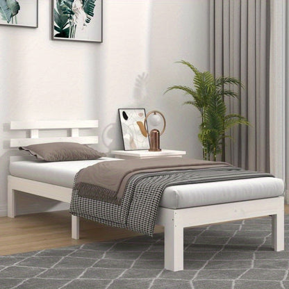 Bedframe – Eenpersoonsbed – Ledikant – Houten Bed – Slaapbank – Massief Hout – Wit – 90x200 cm – Duurzaam & Eenvoudige Montage