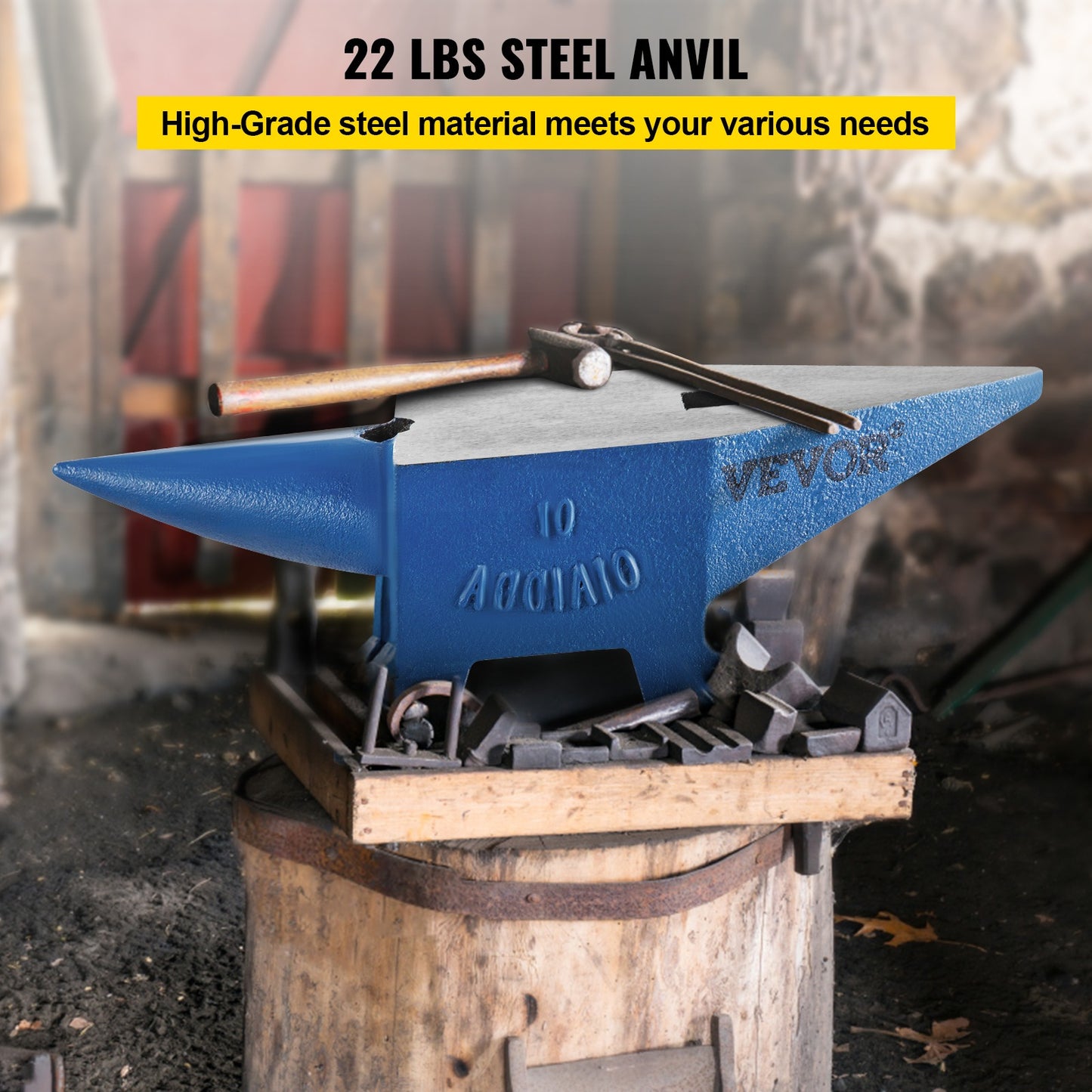 Aambeeld Smederij – Smee-eenheid – Staalblok – Smeedblok – Smederijblok – 22 lbs (10 kg) – Hoogwaardig Gesmeed Staal – Roestbestendige Coating