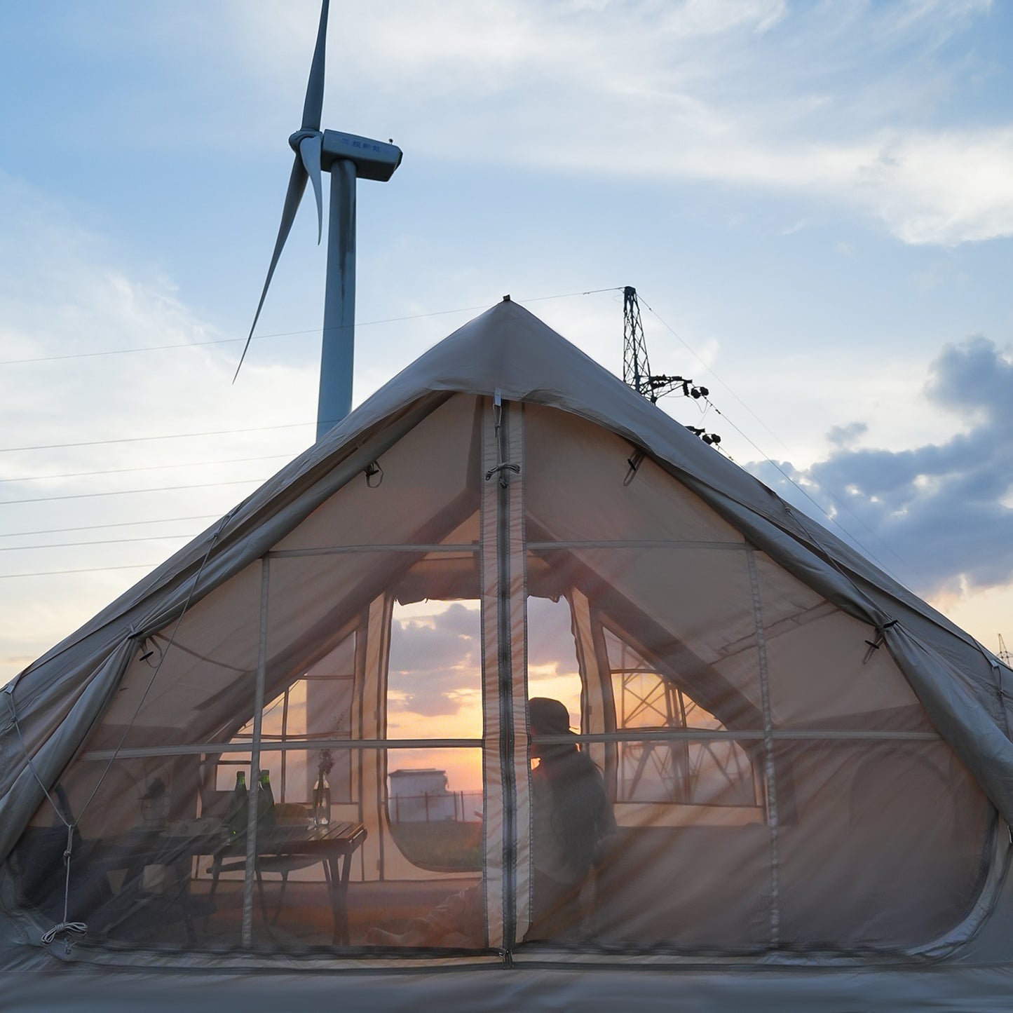 Opblaasbare Campingtent – XXL Koepeltent – Familie Tent – Glamping Tent – Outdoor Shelter – 8 Persoons – Snel Opzetten – Windbestendig – All-Season – Met Kacheluitgangen
