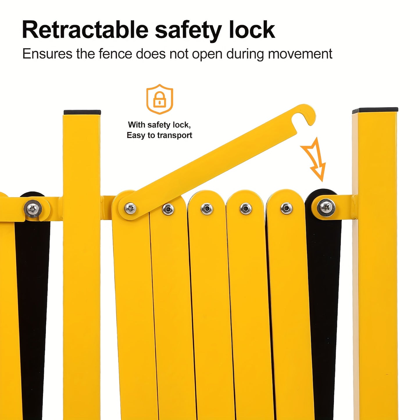 Expandable Metal Barricade with Wheels, 5.0 meter Long Folding Security Gate, Retractable Metal Barrier for Construction Site Elevator Traffic Control Garage, Road Blocker, Event Barrier, Retractable Gate, Portable Barrier, I