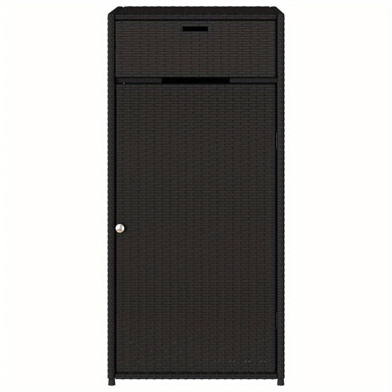 Tuinkist Opbergbox – Tuinkast Buiten – Tuingereedschap Kist – Tuinmeubel Kast Zwart – Poly Rattan – 55x55x111 Cm – Weerbestendig & Ruimtebesparend