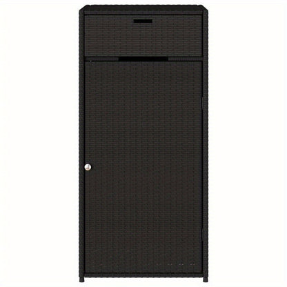 Tuinkist Opbergbox – Tuinkast Buiten – Tuingereedschap Kist – Tuinmeubel Kast Zwart – Poly Rattan – 55x55x111 Cm – Weerbestendig & Ruimtebesparend