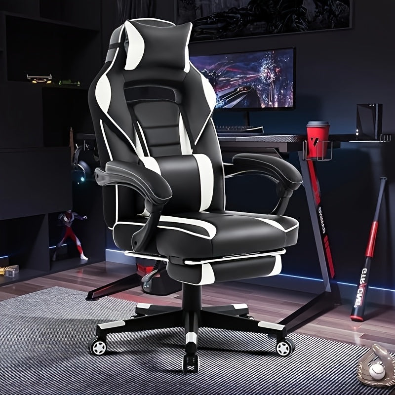 Big and Tall Gaming Chair with Footrest, Ergonomic Computer Chair with Headrest and Lumbar Support, High Back Adjustable Video Game Chairs, Recline Gaming Chair for Office