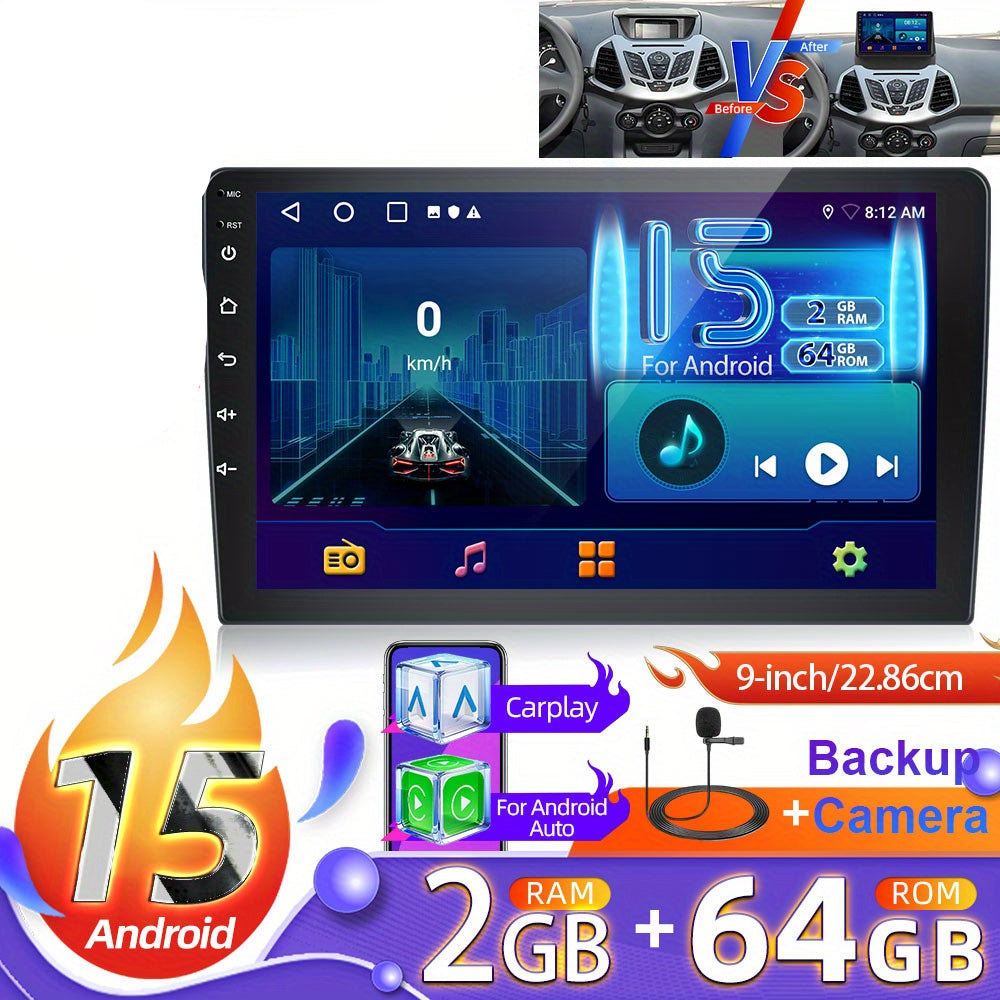 Android 15 Autoradio – Multimedia Systeem – Navigatie Systeem – Touchscreen Radio – Carplay Radio – 9-Inch HD Touchscreen – Inclusief AHD Achteruitrijcamera