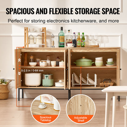 Rattan Opbergkast – Opbergmeubel – Kast – Sideboard – Buffetkast – 150 cm Breed – Handgevlochten Rattan – Verstelbare Planken