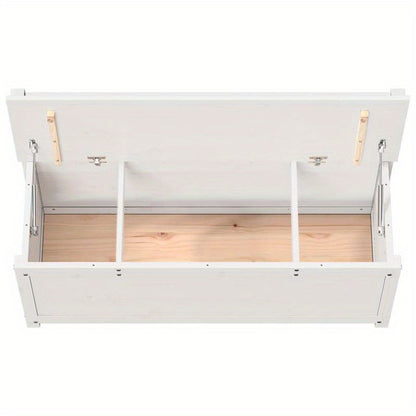 Bench 110X41X76.5 Cm Made of Solid Pine Wood in White. This Bench Is Ideal As a Shoe Stool in Your Hallway Or As a Storage Stool in Your Living Room.