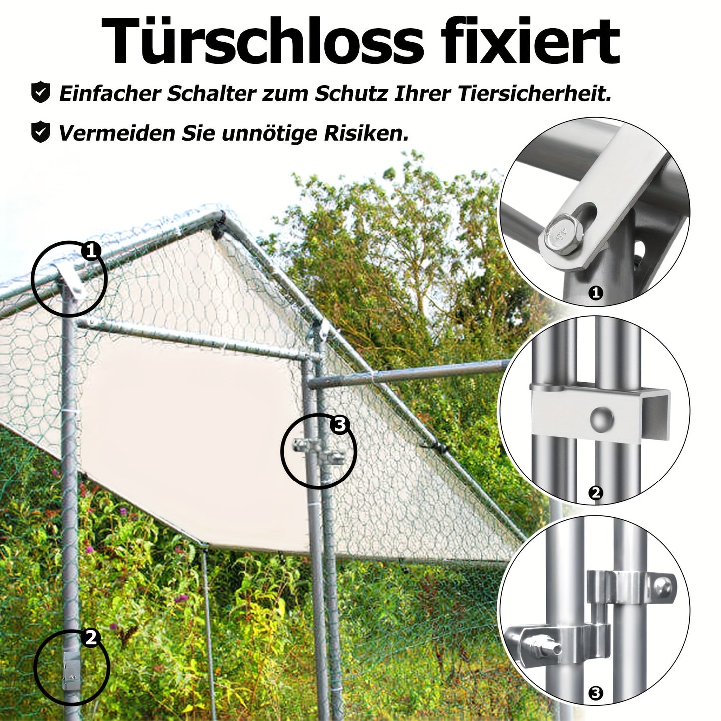 Kippenren – Kippenhok – Buitenren – Pluimveehok – Dierenren – 3x4x2m – Verzonken Stalen Frame – UV-Beschermend PE Schaduwdoek