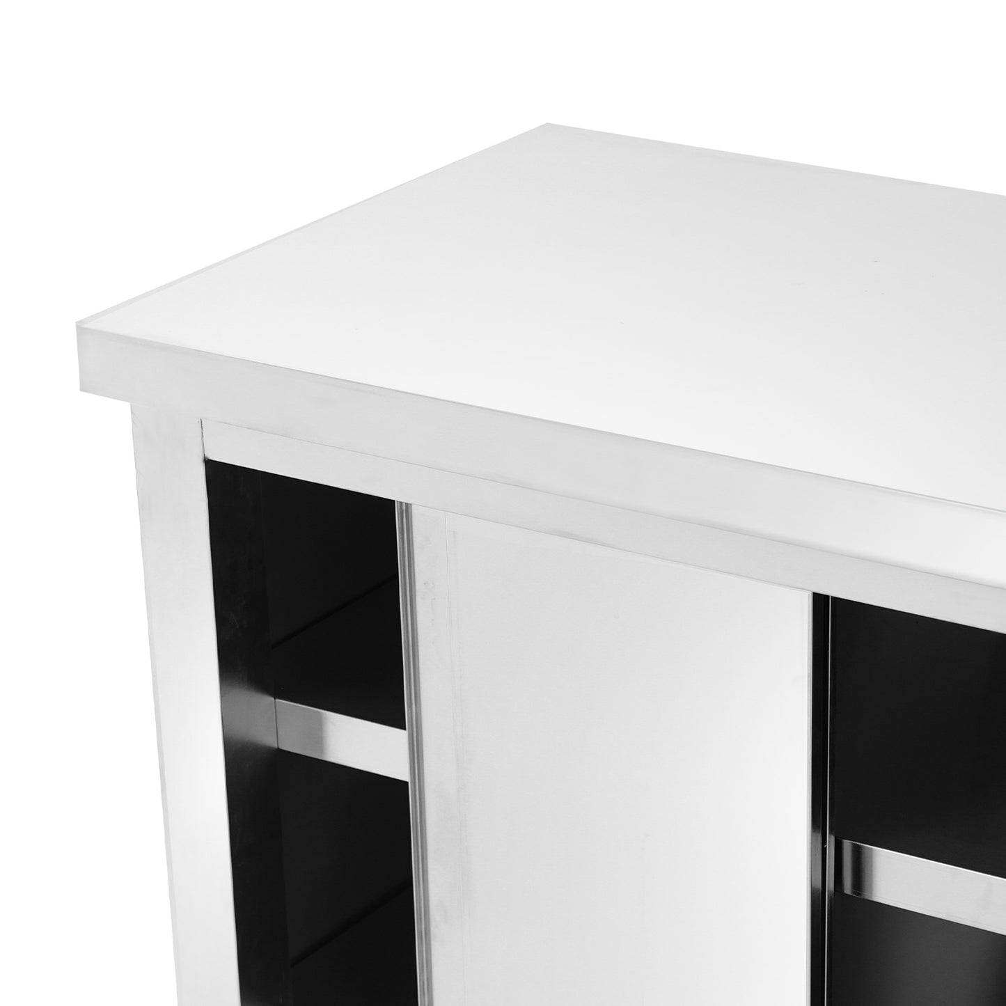 RVS Werktafel – Werkbank – Inklapbare Werktafel – Keukentafel – Opbergtafel – 80x60x80 cm – Verstelbare Poten – Roestvrij Stalen Kast Met Schuifdeuren