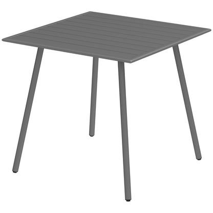 Tuinset Tuintafel Buitenmeubel Balkontafel Terrastafel – 4 Personen – Staal Frame – Weerbestendig & Eenvoudig Schoon Te Maken – 80x80x74 cm – Grijs