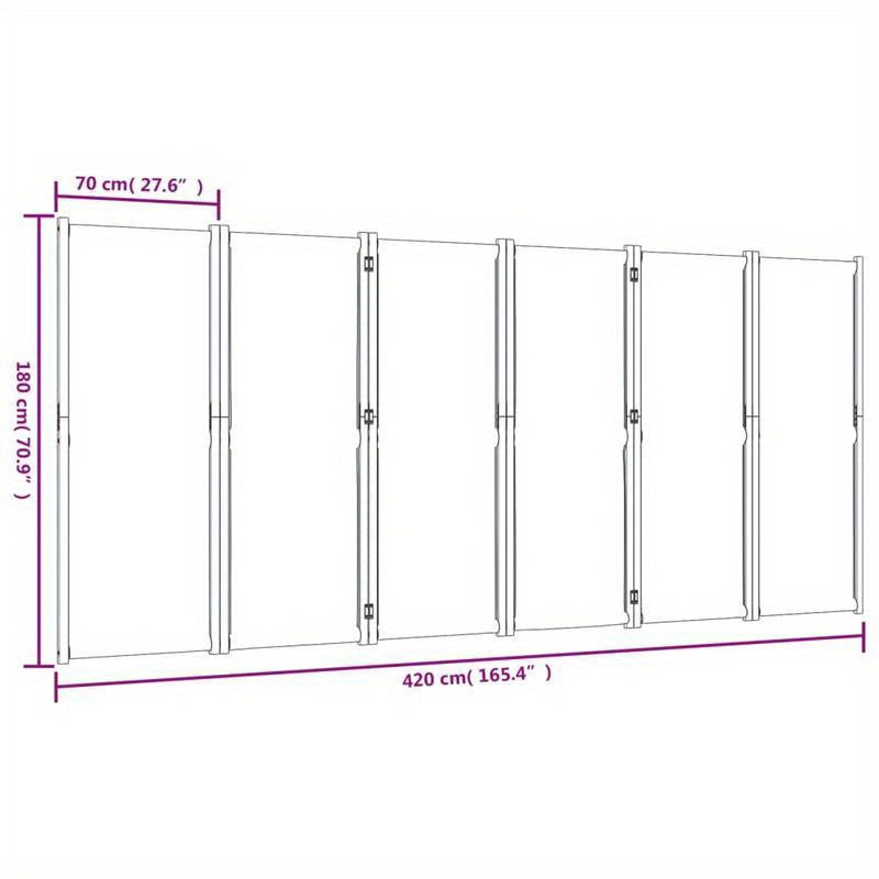 Folding Screen with 6 Panels 420X180 Cm Dark Blue Suitable for Offices, Bedrooms And Laboratories