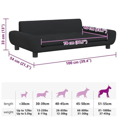 Fluwelen Hondenbed – Huisdierbed – Hondmand – Dierenmand – Hondenkussen – Zwart – 100x54x33 cm – Zacht Gewatteerd Ligoppervlak – Duurzaam Synthetisch Leder