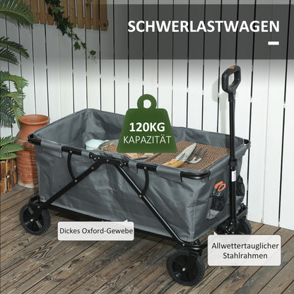 Opvouwbare Tuinkar – Tuinkar Karren Kruiwagen Transportwagen – Donkergrijs – 160 Liter Inhoud – 120 kg Draagvermogen Met Afneembaar Dekzeil