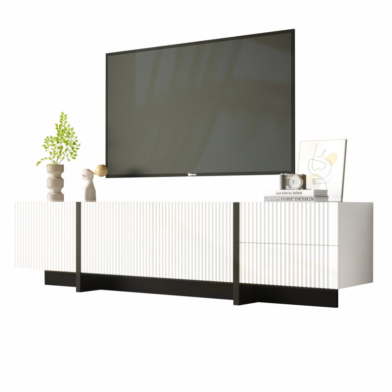 TV-kast – TV-meubel – Entertainmentmeubel – Mediameubel – Zwart-wit TV-meubel – 190 cm breed – Softclose deuren – MDF en spaanplaat
