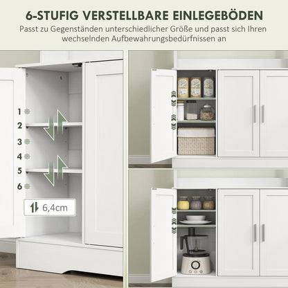 Kitchen Cabinet, Scandinavian Design, 4 Cabinets, Adjustable Shelves, Glass Doors, Open Space, Chipboard,, White