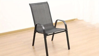 Stapelbare Tuinstoelen – Eetkamerstoelen – Balkonstoelen – Terrasstoelen – Bistrostoelen – Set Van 4 Grijs – Stalen Frame – Weerbestendig Met Textilene Bekleding