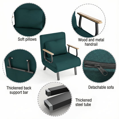 Slaapstoel – Slaapfauteuil – Vouwstoel – Zetelbed – Stoelbed – Matcha Groen – 5-Standen Verstelbare Rugleuning – Traagschuim Comfort