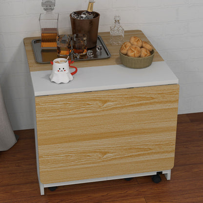 Uittrekbare Eettafel – Inklapbare Tafel – Opvouwbare Eettafel – Uitklapbare Keukentafel – Compacte Werktafel – Wit – 4 Opslagrekken – Duurzaam Metaal
