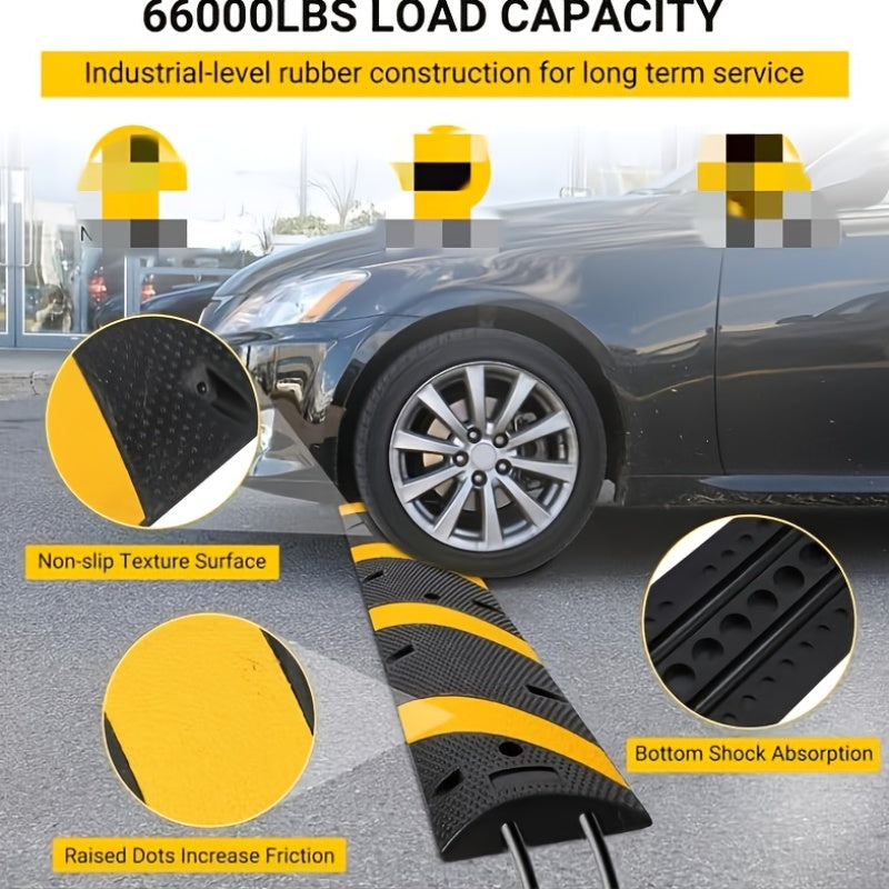 HAUSPROFI 29937.1 KG Heavy-Duty Rubber Speed Bump - Durable ABS Plastic Road Hump for Parking Lots, Schools, Warehouses & Hotels, Yellow & Black Design with Mounting Screws Included, Road Safety Enhancement, School Zone Marki