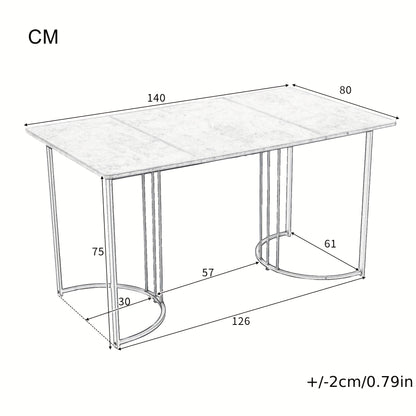 Eettafel – Tafel – Dinertafel – Keukentafel – Tafeltje – Wit Gouden Marmer – Verstelbare Poten – Compacte Afmeting 140x80 cm