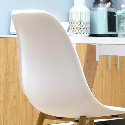 Eetkamerstoelen – Stoelen – Zitmeubels – Eetkamerstoelen Set – Witte Stoelen – Houtlook Zitting – Metalen Poten – Antislip – Draagvermogen 120 kg